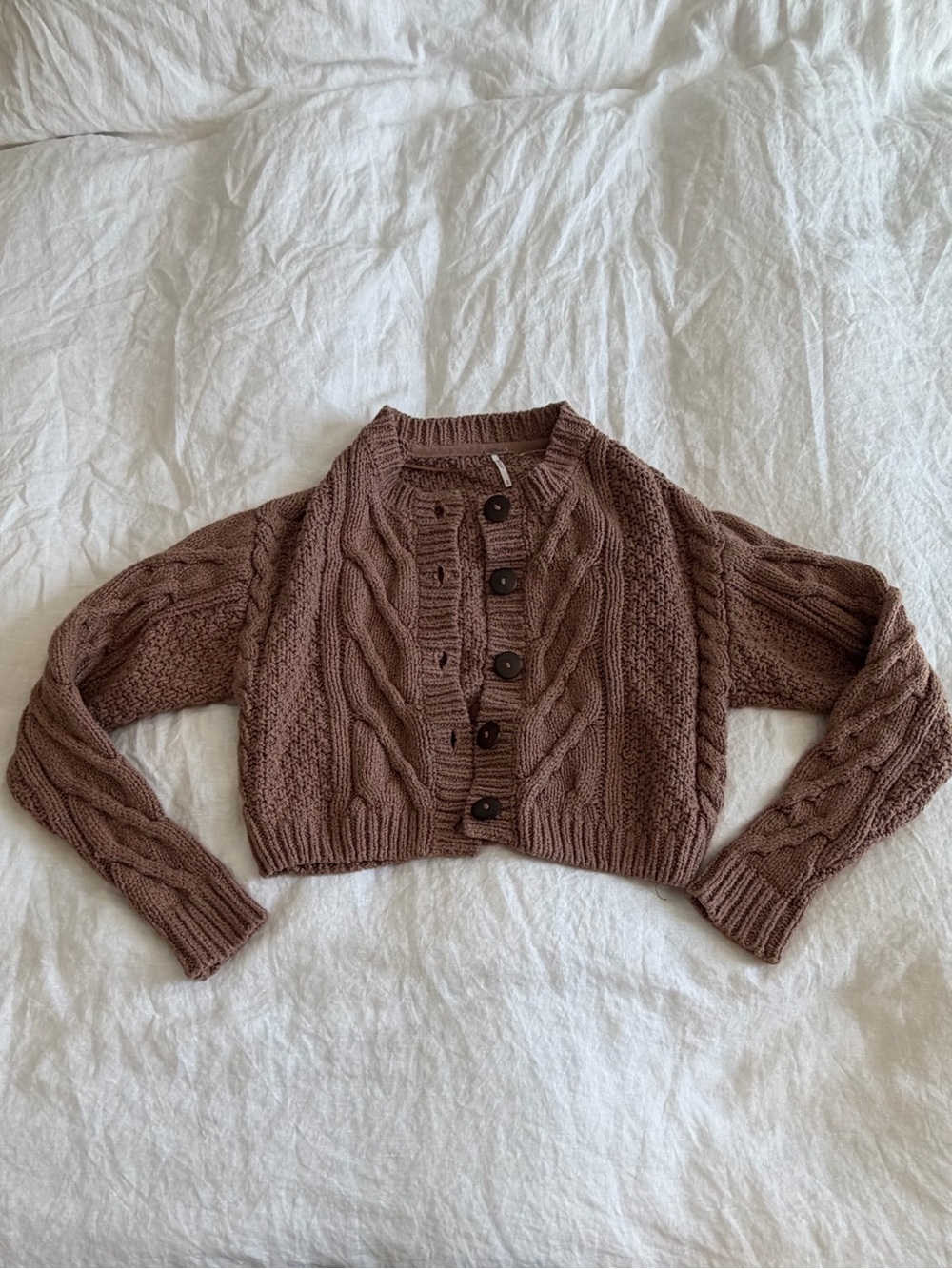 Free People Chunky Brown Sweater with Buttons